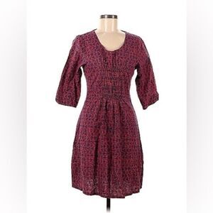 Mata Traders 100% Cotton Breathable Geometric Aztec Smocked Pull Over Dress M